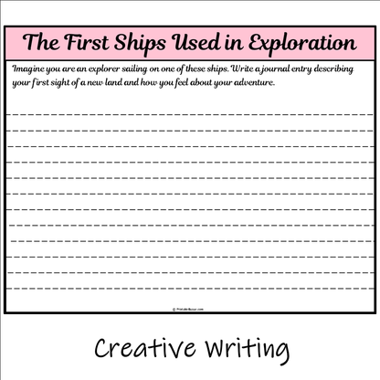 The First Ships Used in Exploration | Main Idea and Supporting Details Reading Passage and Questions