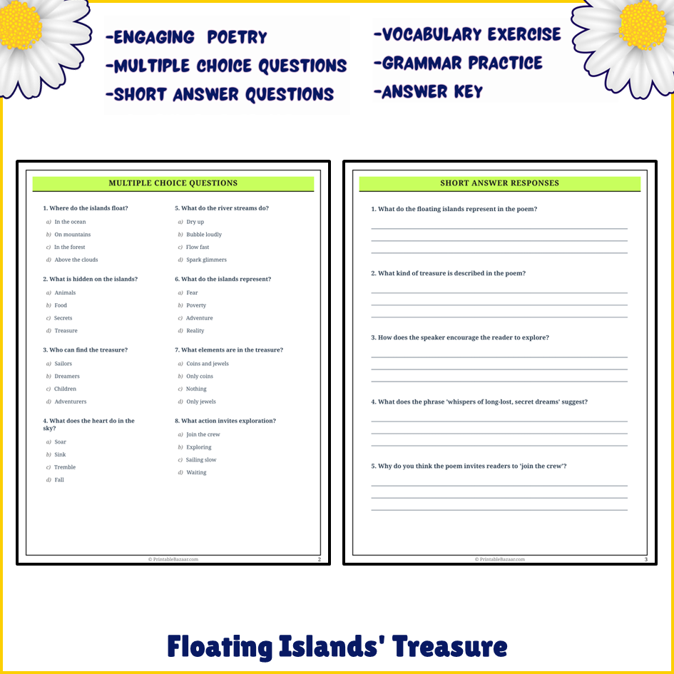 Floating Islands' Treasure | Poem Grammar Worksheet Printable Activity