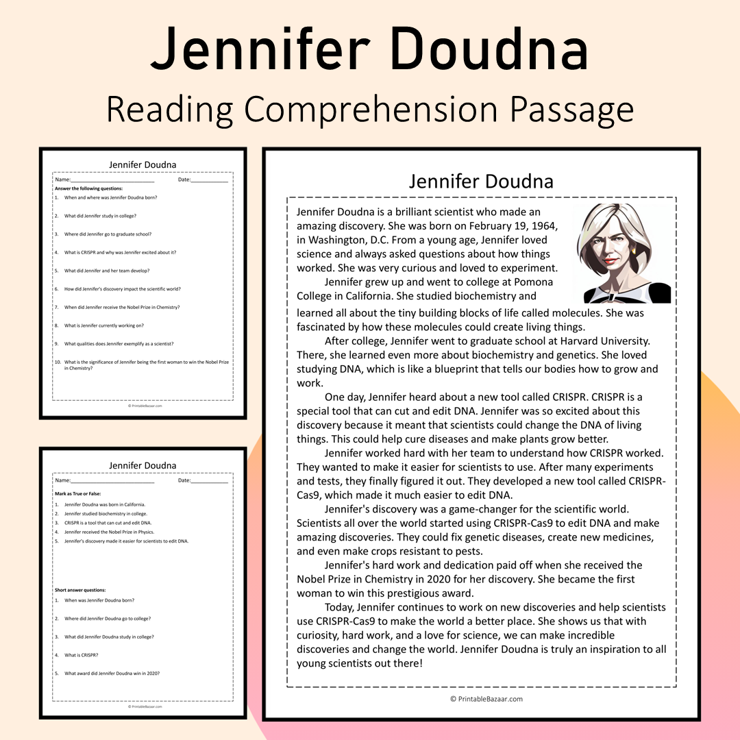 Jennifer Doudna | Reading Comprehension Passage Printable Activity
