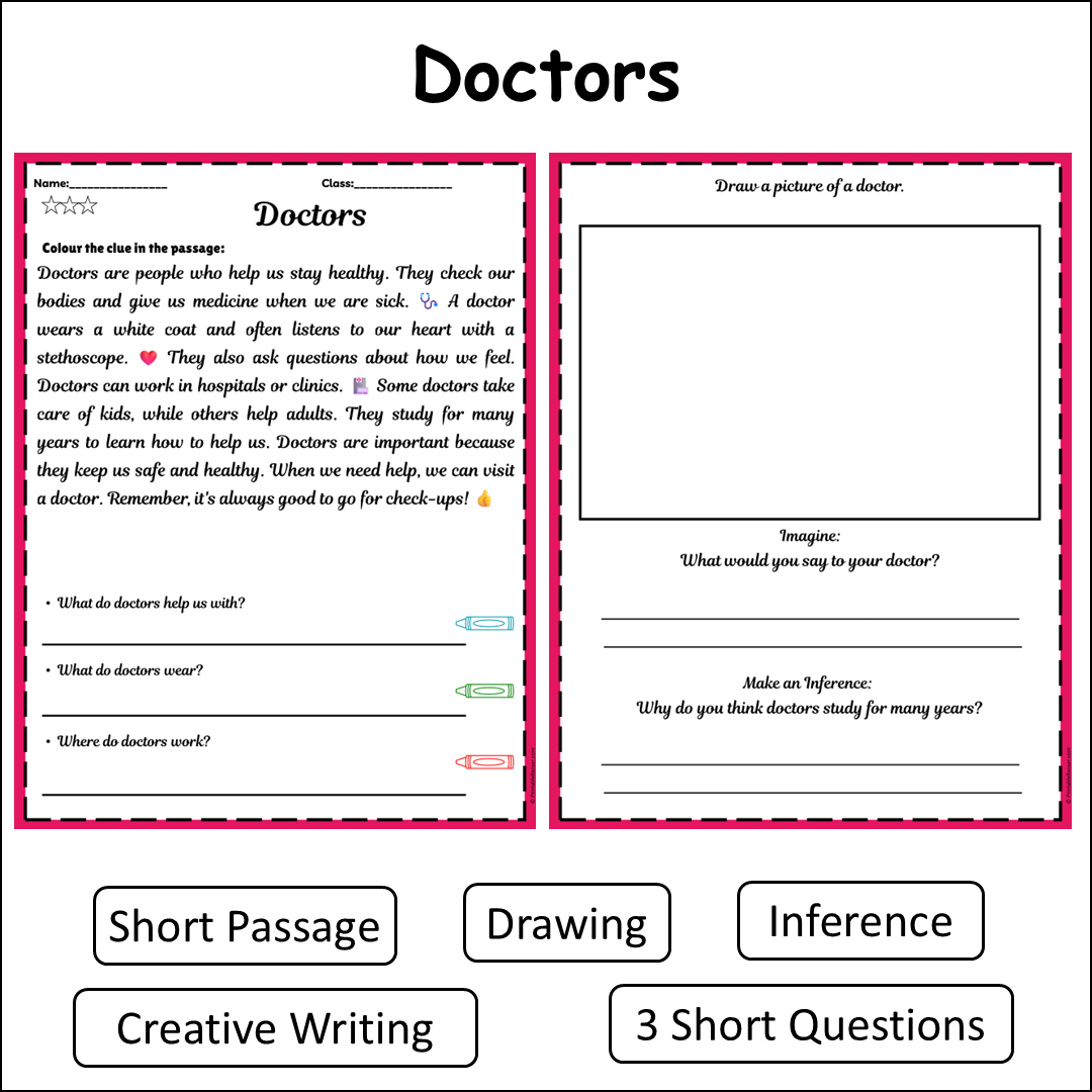 Doctors | Short Reading Comprehension Creative Worksheet