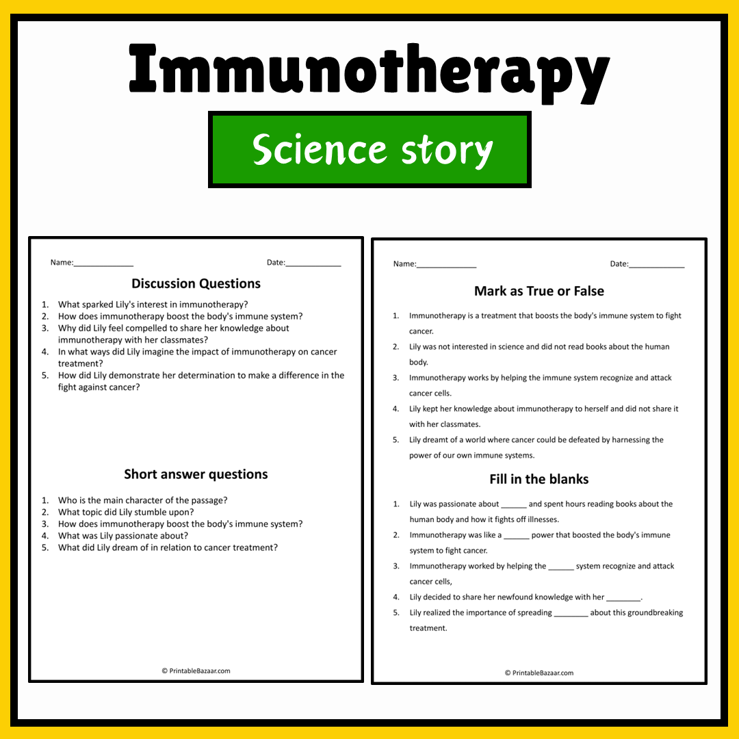 Immunotherapy | Science Story Reading Comprehension Activity