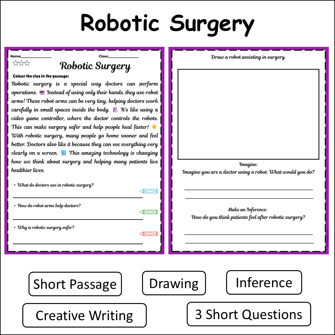 Robotic Surgery | Short Reading Comprehension Creative Worksheet