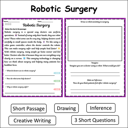 Robotic Surgery | Short Reading Comprehension Creative Worksheet