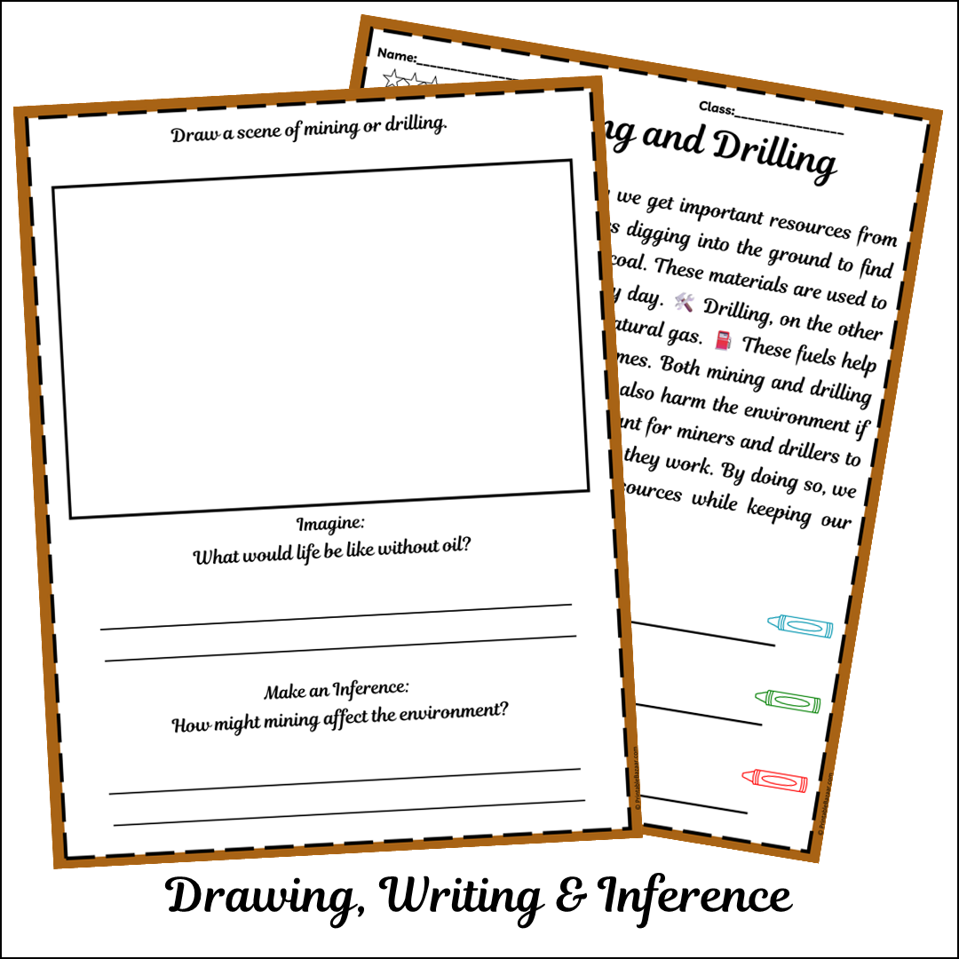 Mining and Drilling | Short Reading Comprehension Creative Worksheet