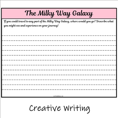 The Milky Way Galaxy | Main Idea and Supporting Details Reading Passage and Questions