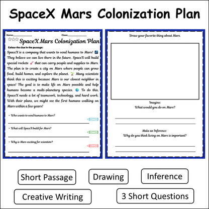 SpaceX Mars Colonization Plan | Short Reading Comprehension Creative Worksheet