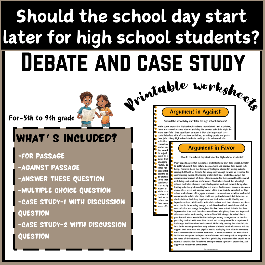 Should the school day start later for high school students? | Debate Case Study Worksheet