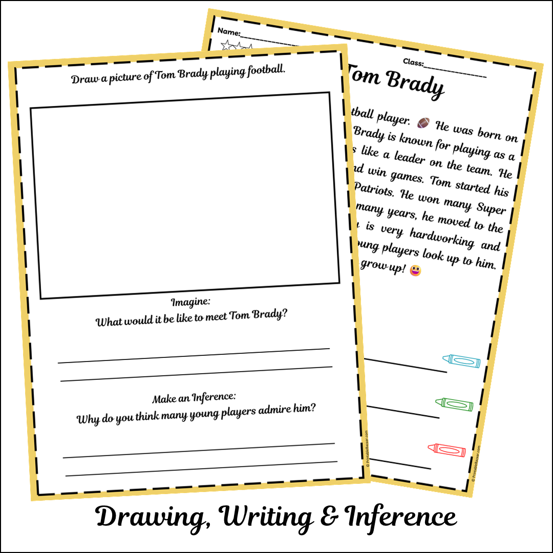 Tom Brady | Short Reading Comprehension Creative Worksheet