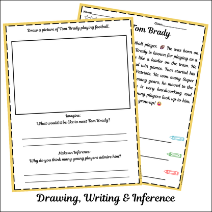 Tom Brady | Short Reading Comprehension Creative Worksheet