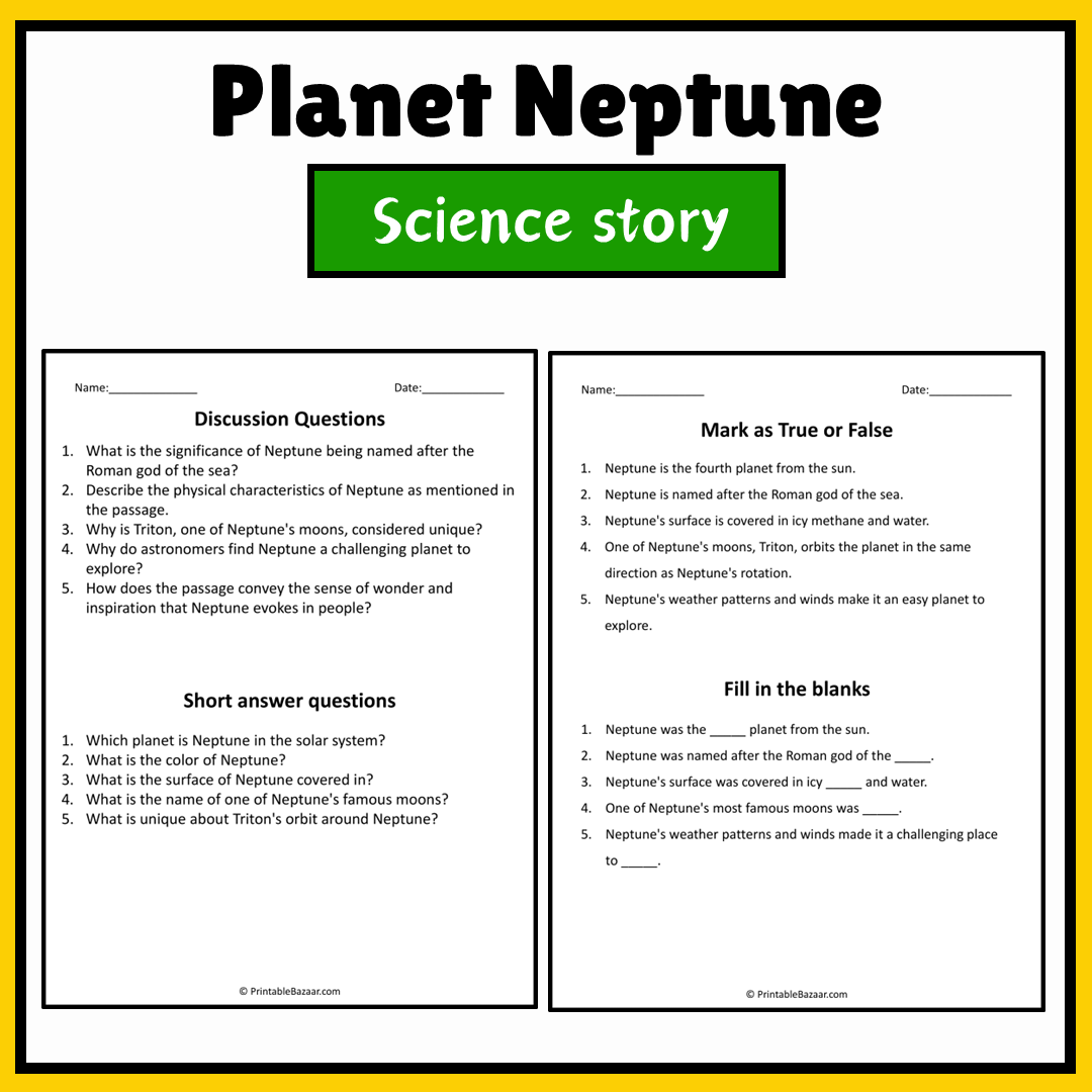 Planet Neptune | Science Story Reading Comprehension Activity