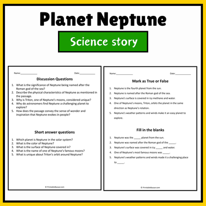 Planet Neptune | Science Story Reading Comprehension Activity