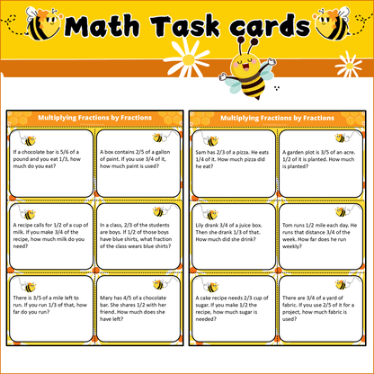 Multiplying Fractions by Fractions | Math Task Cards