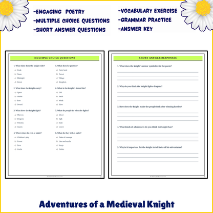 Adventures of a Medieval Knight | Poem Grammar Worksheet Printable Activity