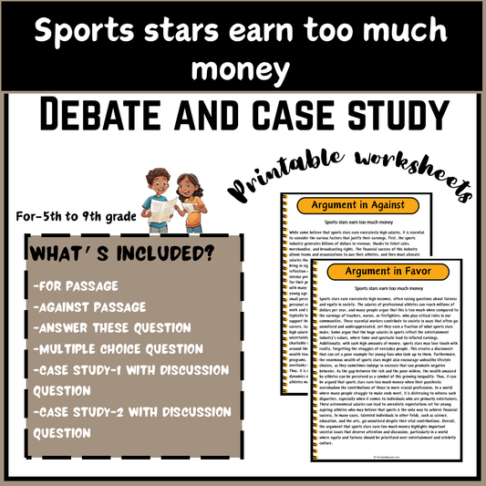 Sports stars earn too much money | Debate Case Study Worksheet