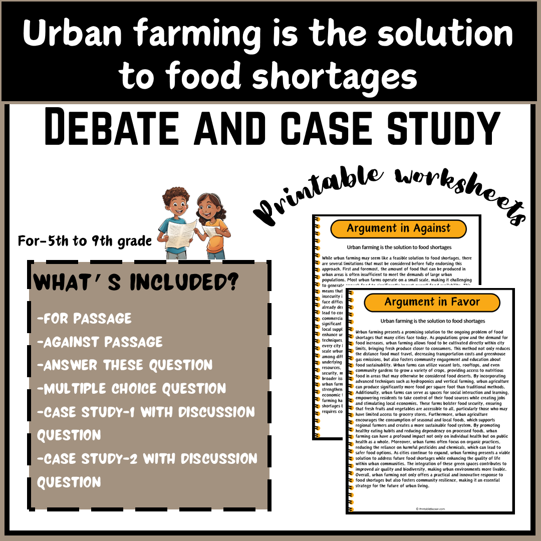 Urban farming is the solution to food shortages | Debate Case Study Worksheet