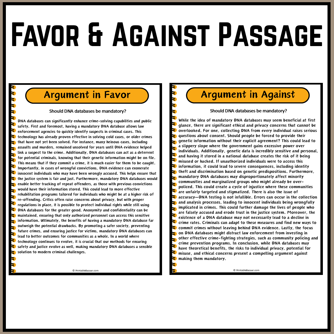 Should DNA databases be mandatory? | Debate Case Study Worksheet