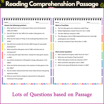 Video game history | Reading Comprehension Passage and Questions