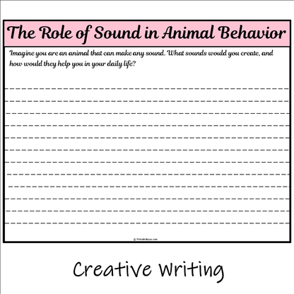 The Role of Sound in Animal Behavior | Main Idea and Supporting Details Reading Passage and Questions