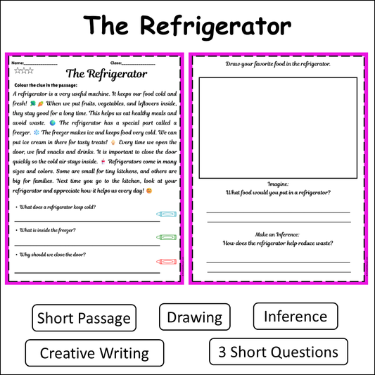 The Refrigerator | Short Reading Comprehension Creative Worksheet