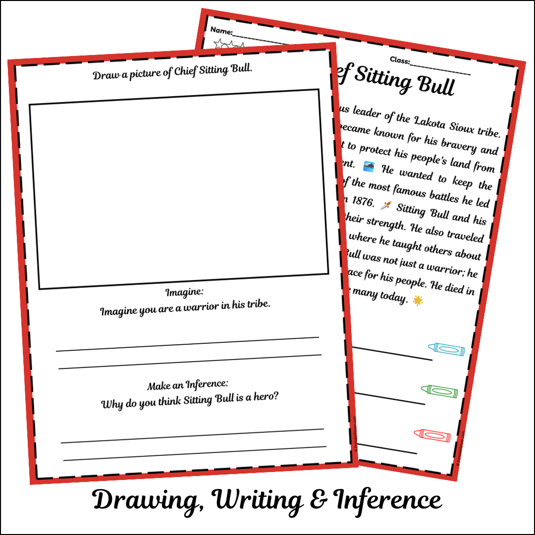 Chief Sitting Bull | Short Reading Comprehension Creative Worksheet