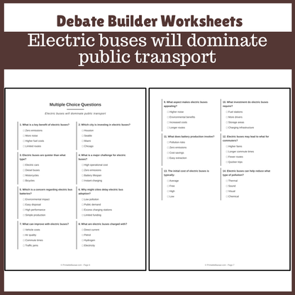 Electric buses will dominate public transport | Favour and Against Worksheet Printable Activity