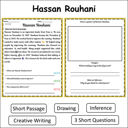 Hassan Rouhani | Short Reading Comprehension Creative Worksheet