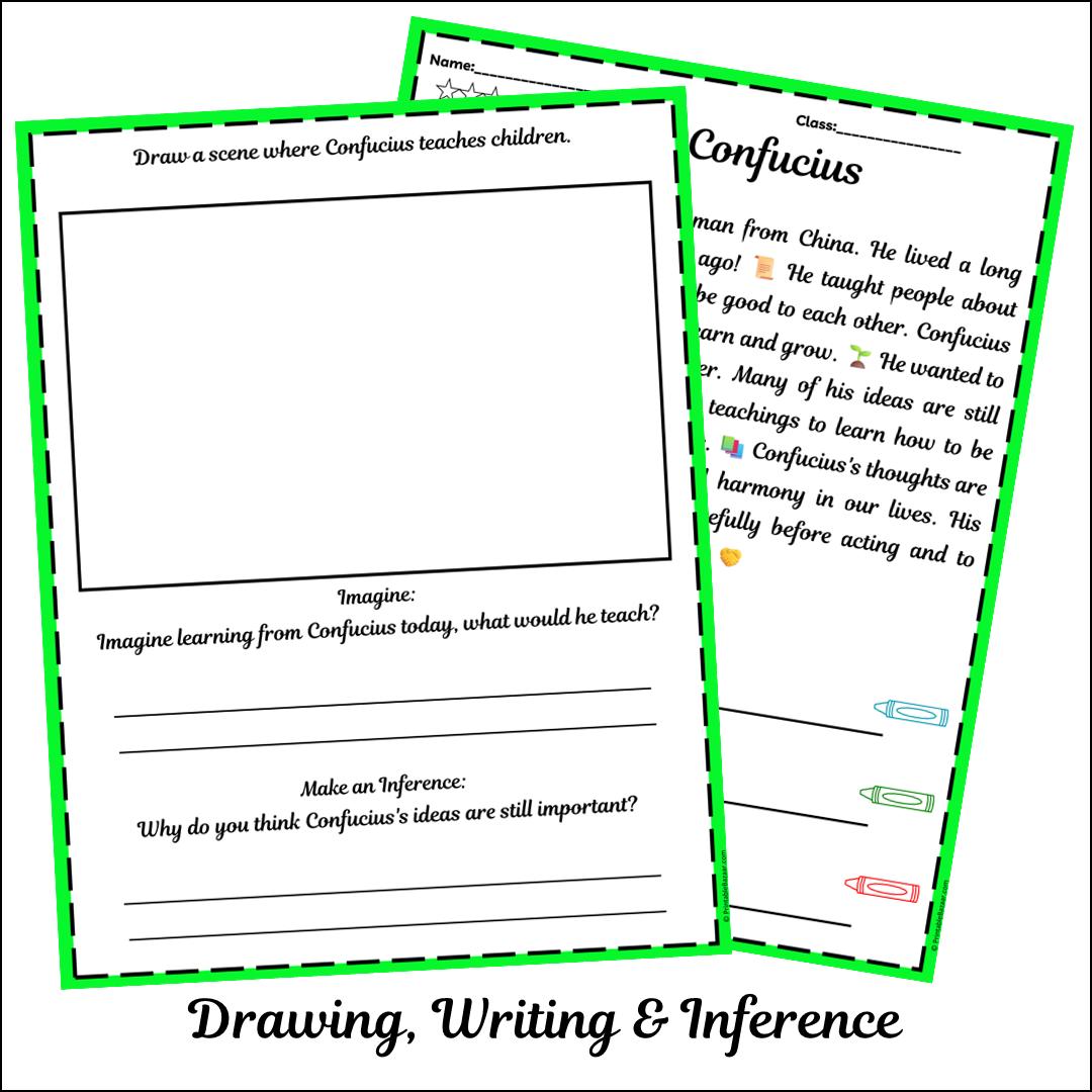 Confucius | Short Reading Comprehension Creative Worksheet