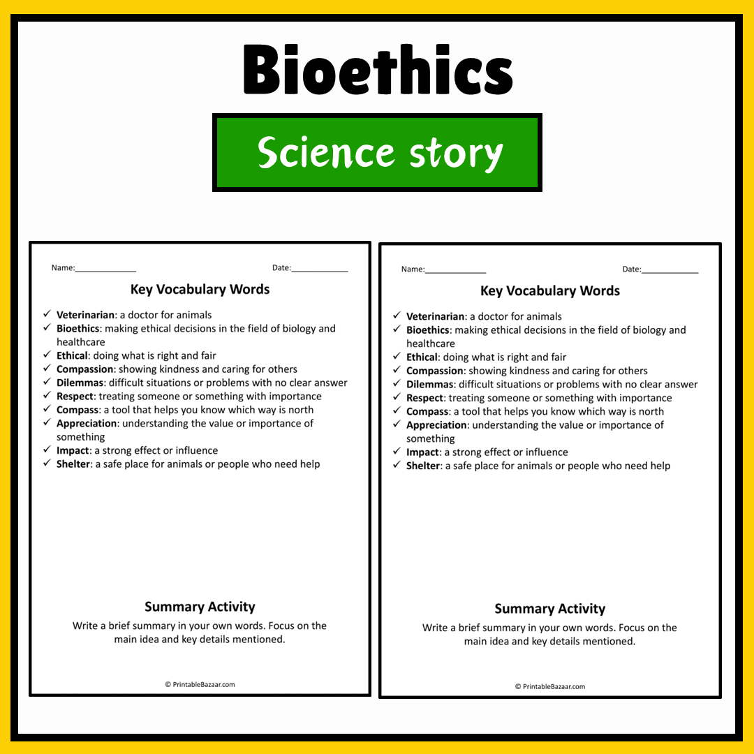 Bioethics | Science Story Reading Comprehension Activity