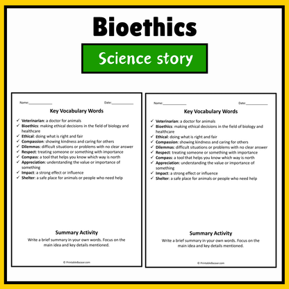Bioethics | Science Story Reading Comprehension Activity