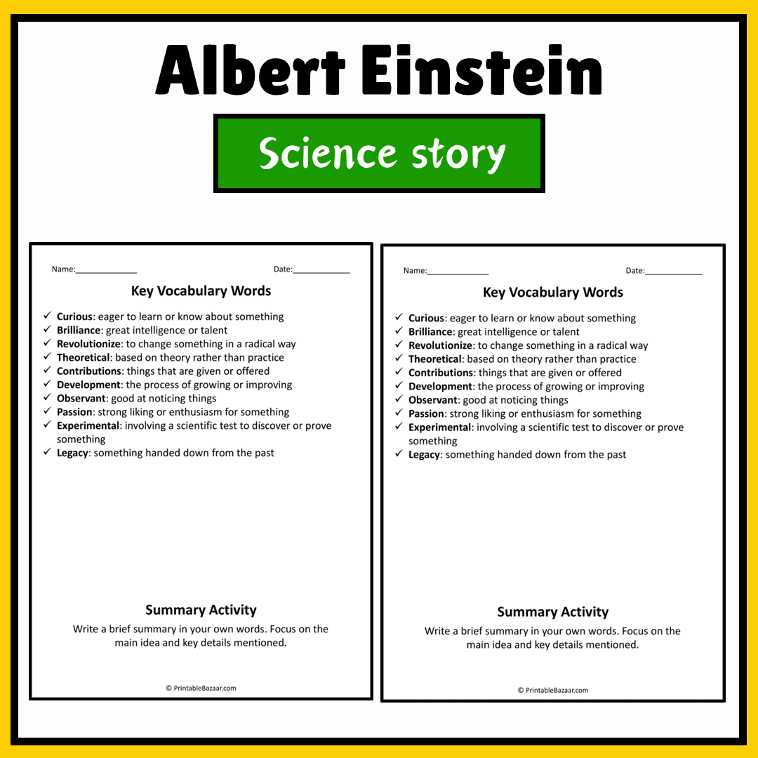 Albert Einstein | Science Story Reading Comprehension Activity