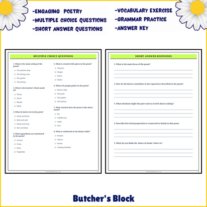 Butcher's Block | Poem Grammar Worksheet Printable Activity