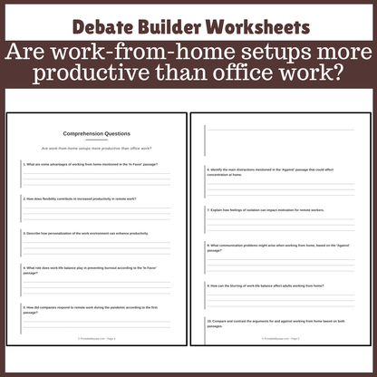Are work-from-home setups more productive than office work? | Favour and Against Worksheet Printable Activity