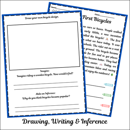 The First Bicycles | Short Reading Comprehension Creative Worksheet