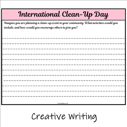 International Clean-Up Day | Main Idea and Supporting Details Reading Passage and Questions
