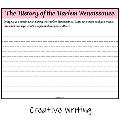 The History of the Harlem Renaissance | Main Idea and Supporting Details Reading Passage and Questions