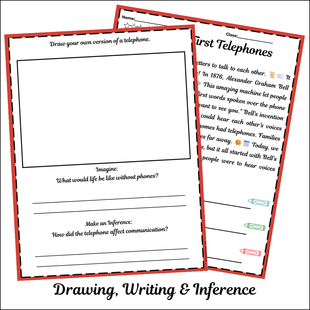 The First Telephones | Short Reading Comprehension Creative Worksheet