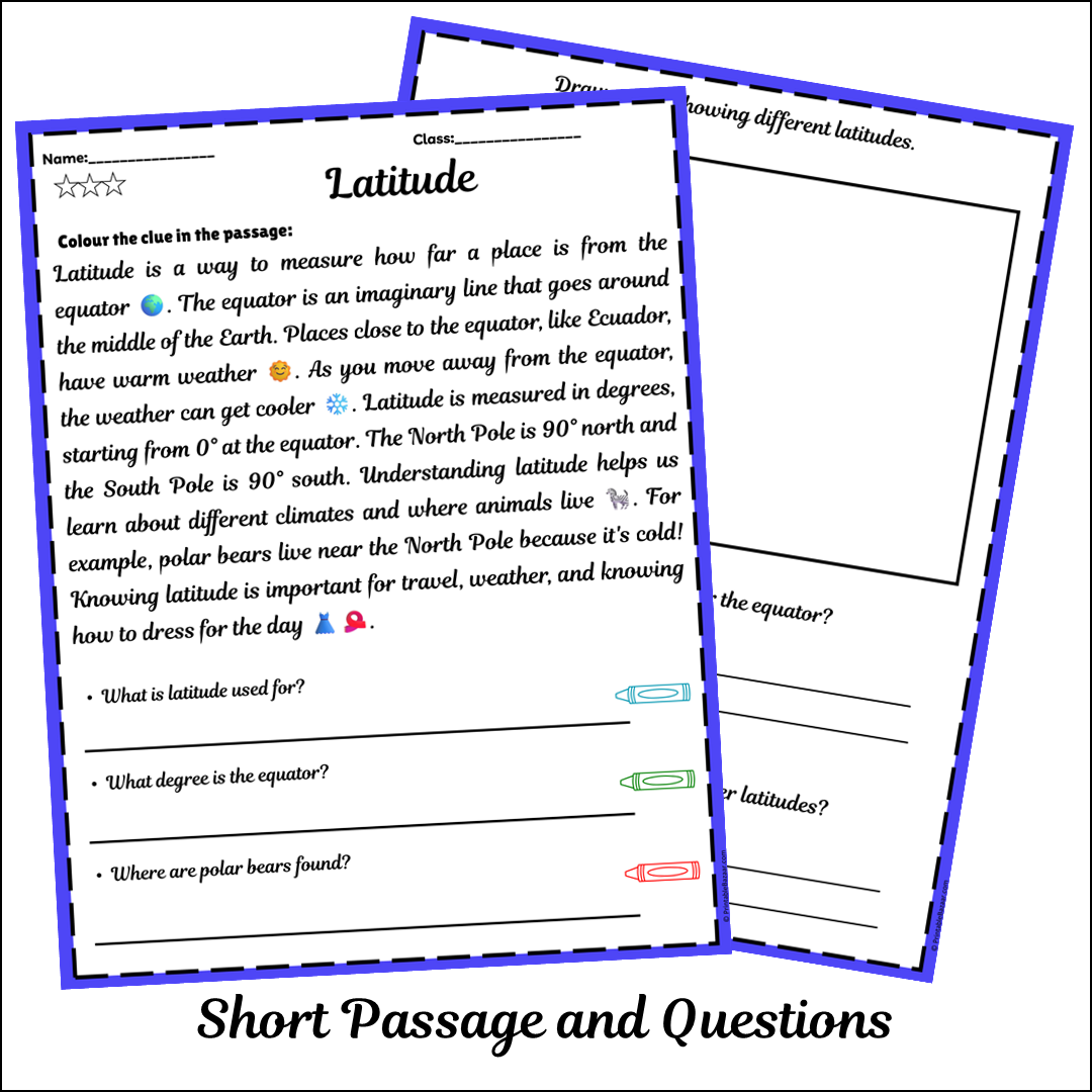 Latitude | Short Reading Comprehension Creative Worksheet