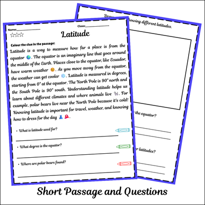 Latitude | Short Reading Comprehension Creative Worksheet