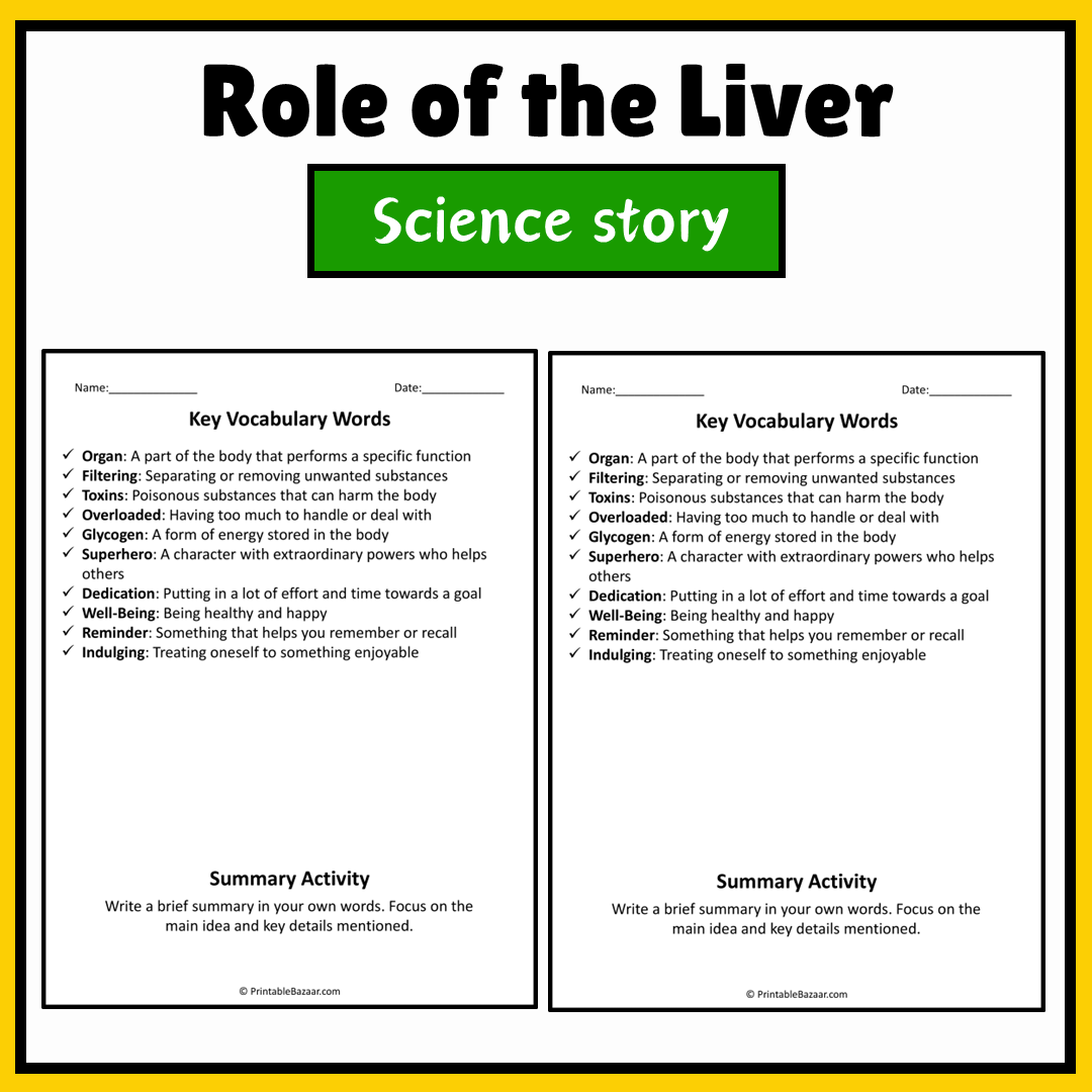 Role of the Liver | Science Story Reading Comprehension Activity