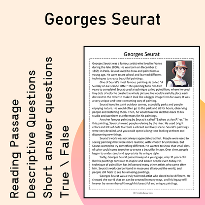 Georges Seurat | Reading Comprehension Passage Printable Activity