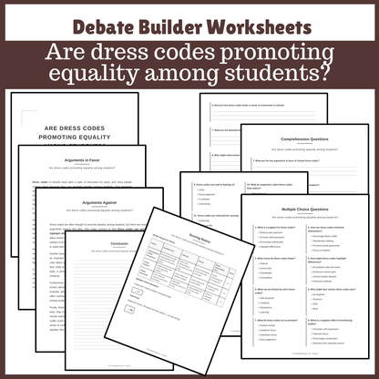 Are dress codes promoting equality among students? | Favour and Against Worksheet Printable Activity