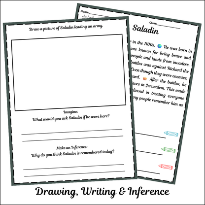 Saladin | Short Reading Comprehension Creative Worksheet