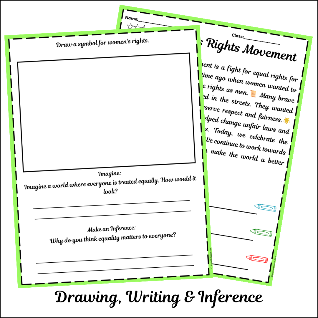 Women's Rights Movement | Short Reading Comprehension Creative Worksheet