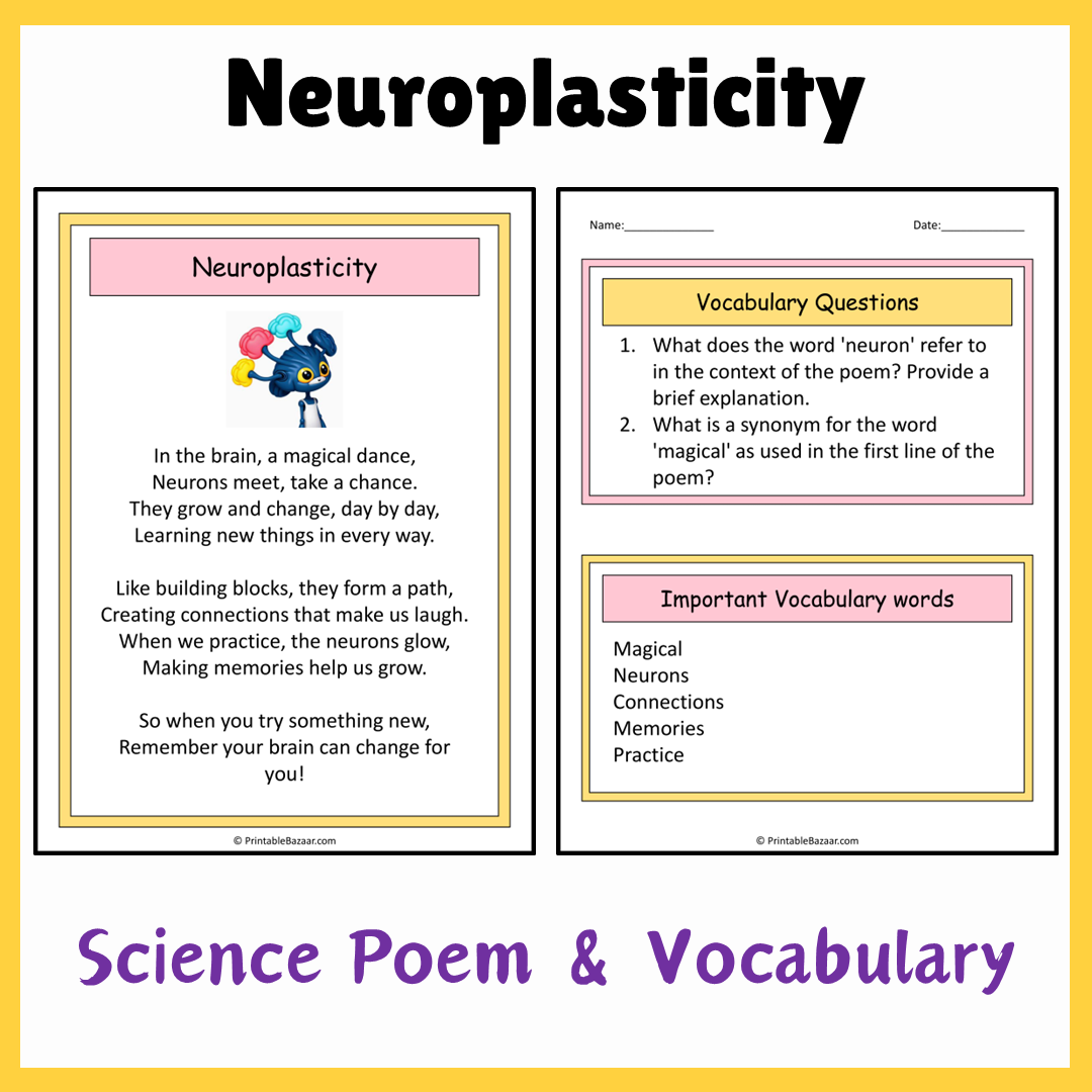 Neuroplasticity | Science Poem Reading Comprehension Activity