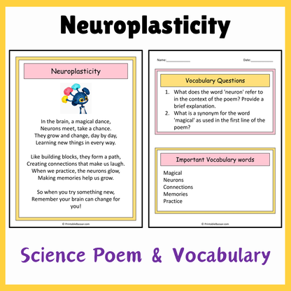 Neuroplasticity | Science Poem Reading Comprehension Activity