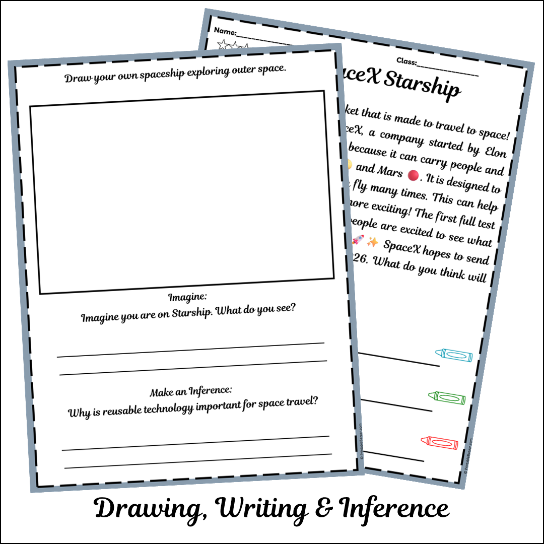 SpaceX Starship | Short Reading Comprehension Creative Worksheet