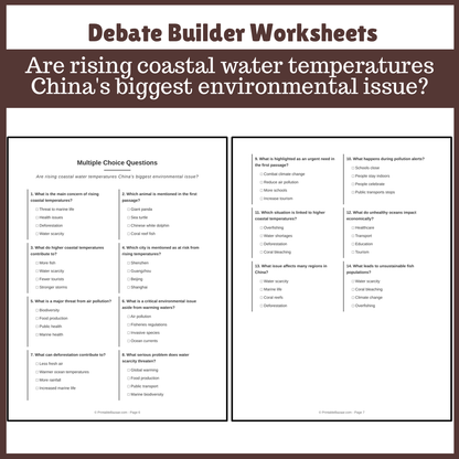Are rising coastal water temperatures China's biggest environmental issue? | Favour and Against Worksheet Printable Activity