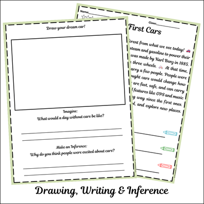 First Cars | Short Reading Comprehension Creative Worksheet