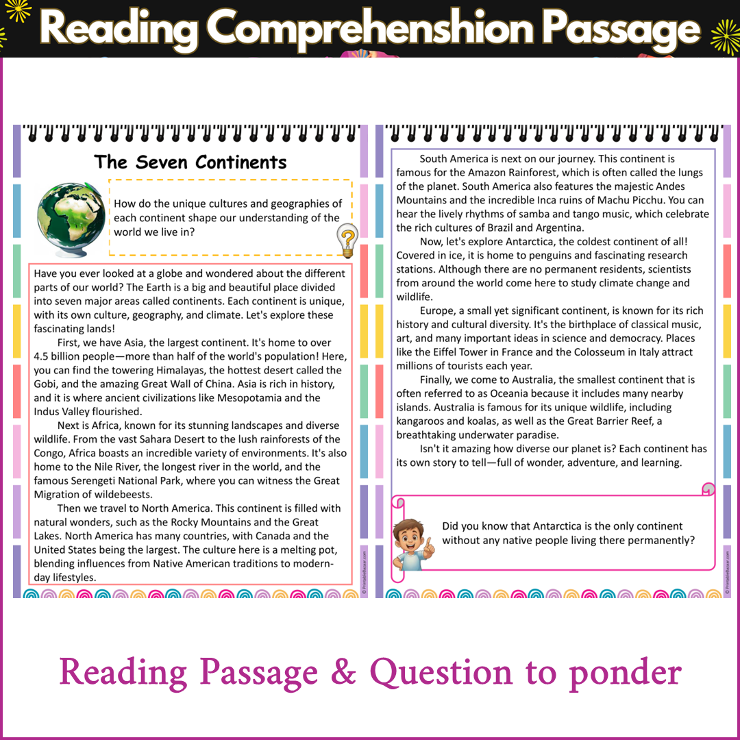 The Seven Continents | Reading Comprehension Passage and Questions