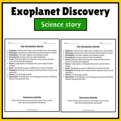 Exoplanet Discovery | Science Story Reading Comprehension Activity